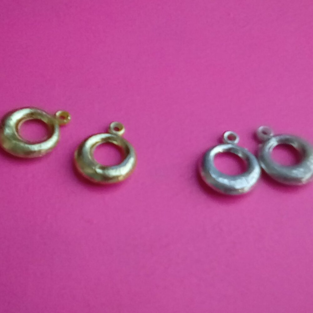 Barbie doll size Silver & Good hoop chunky earrings 80s